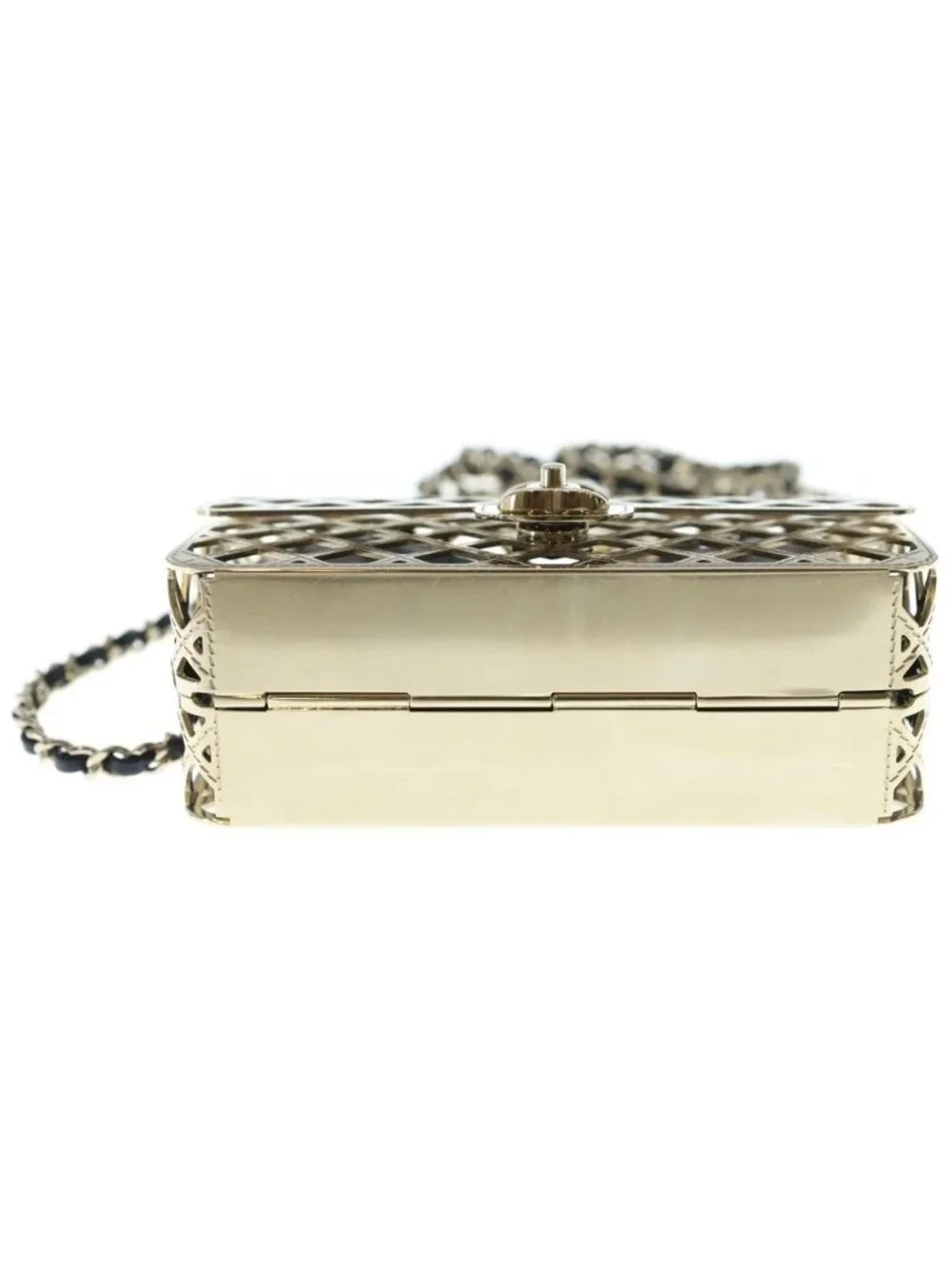 Chanel Cage Flap Metal Mini Shoulder Evening Bag Gold